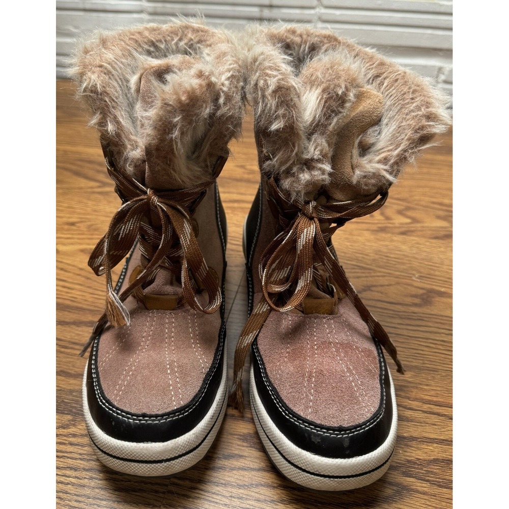 UNIVERSAL THREAD LADIES LACE FUR BEIGE BOOTS SIZE 7